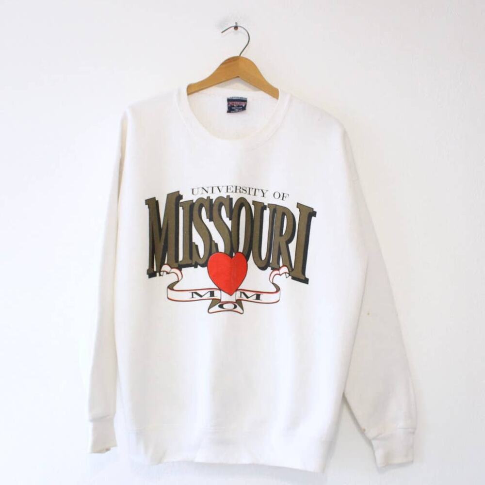 Vintage 90s Missouri Mom Sweatshirt Women’s XL White Mizzou University